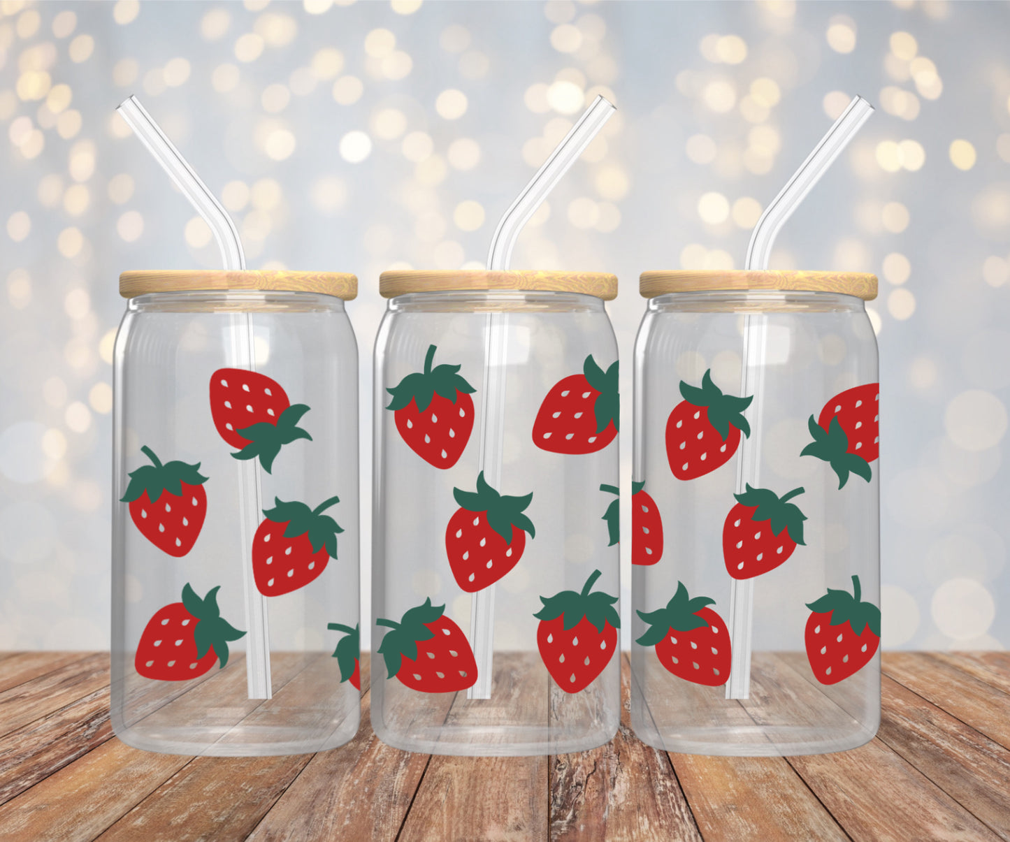 Strawberry Glass Can Cup