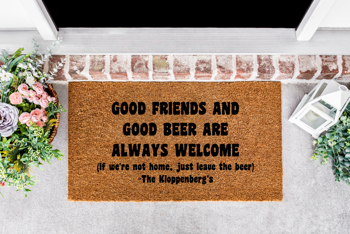 Good Friends and Beer Porch Mat