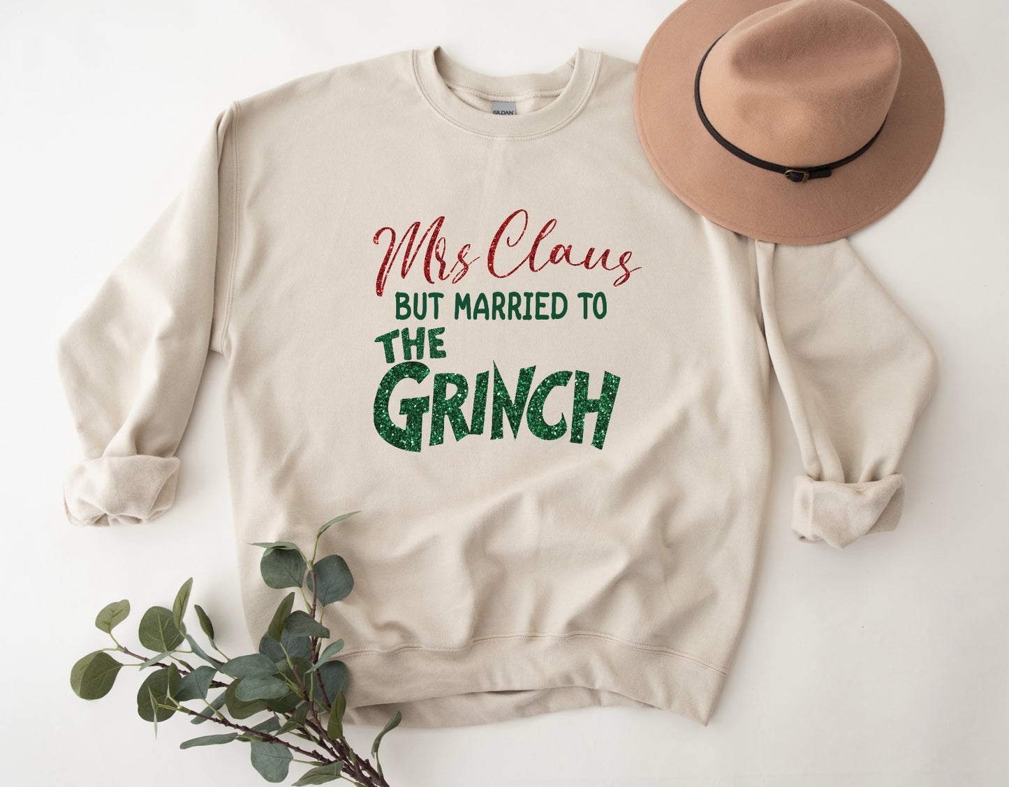 Mrs. Clause but Married to the Grinch Crewneck