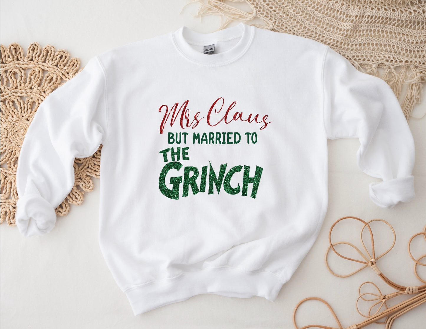 Mrs. Clause but Married to the Grinch Crewneck