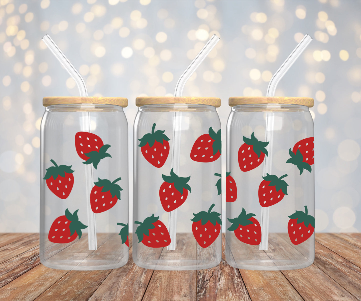 Strawberry Glass Can Cup