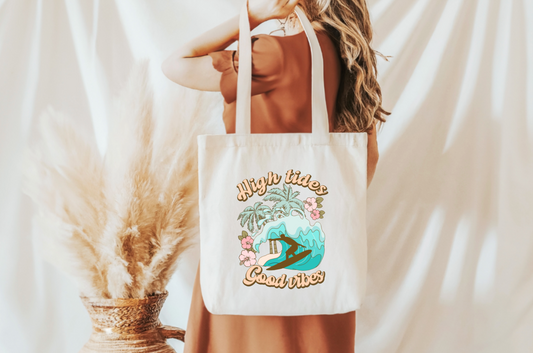 High Tides Good Vibes Tote Bag