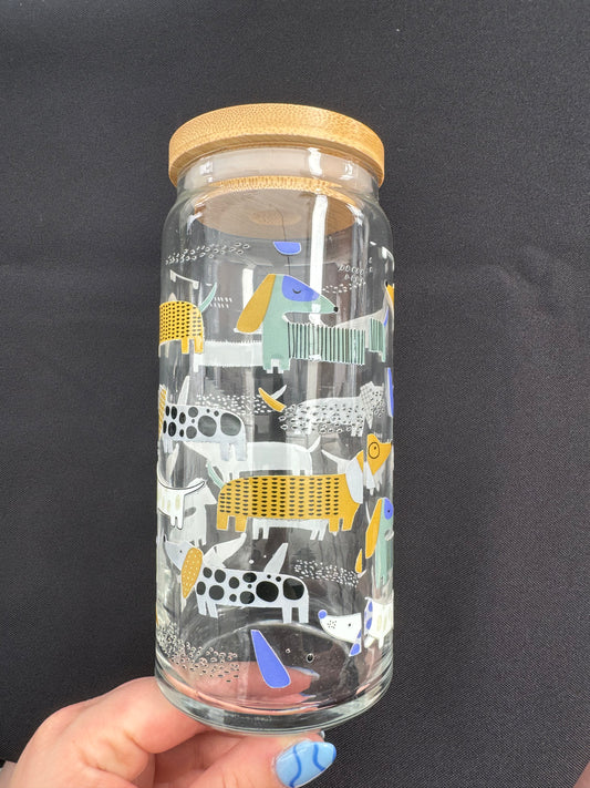 Weiner Dog Glass Can Cup