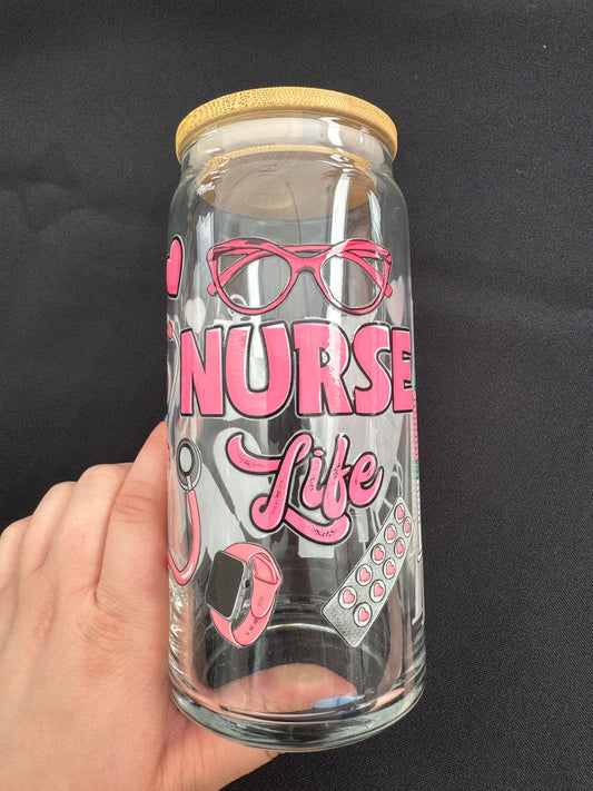 Nurse Life Glass Can Cup