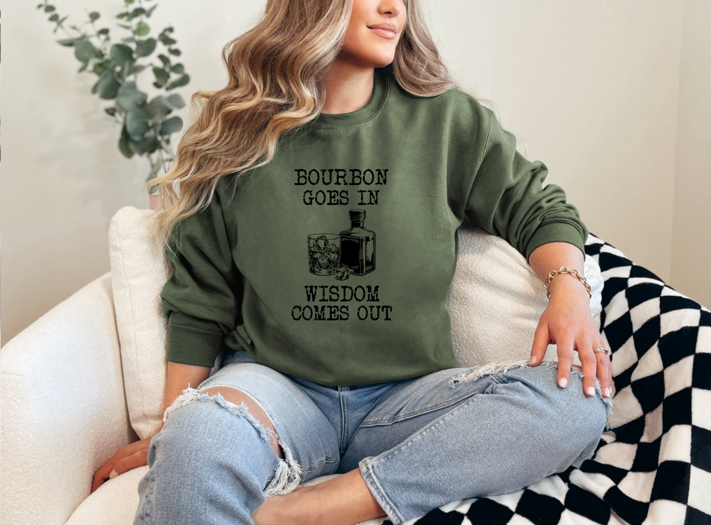 Bourbon In Wisdom Out Crewneck