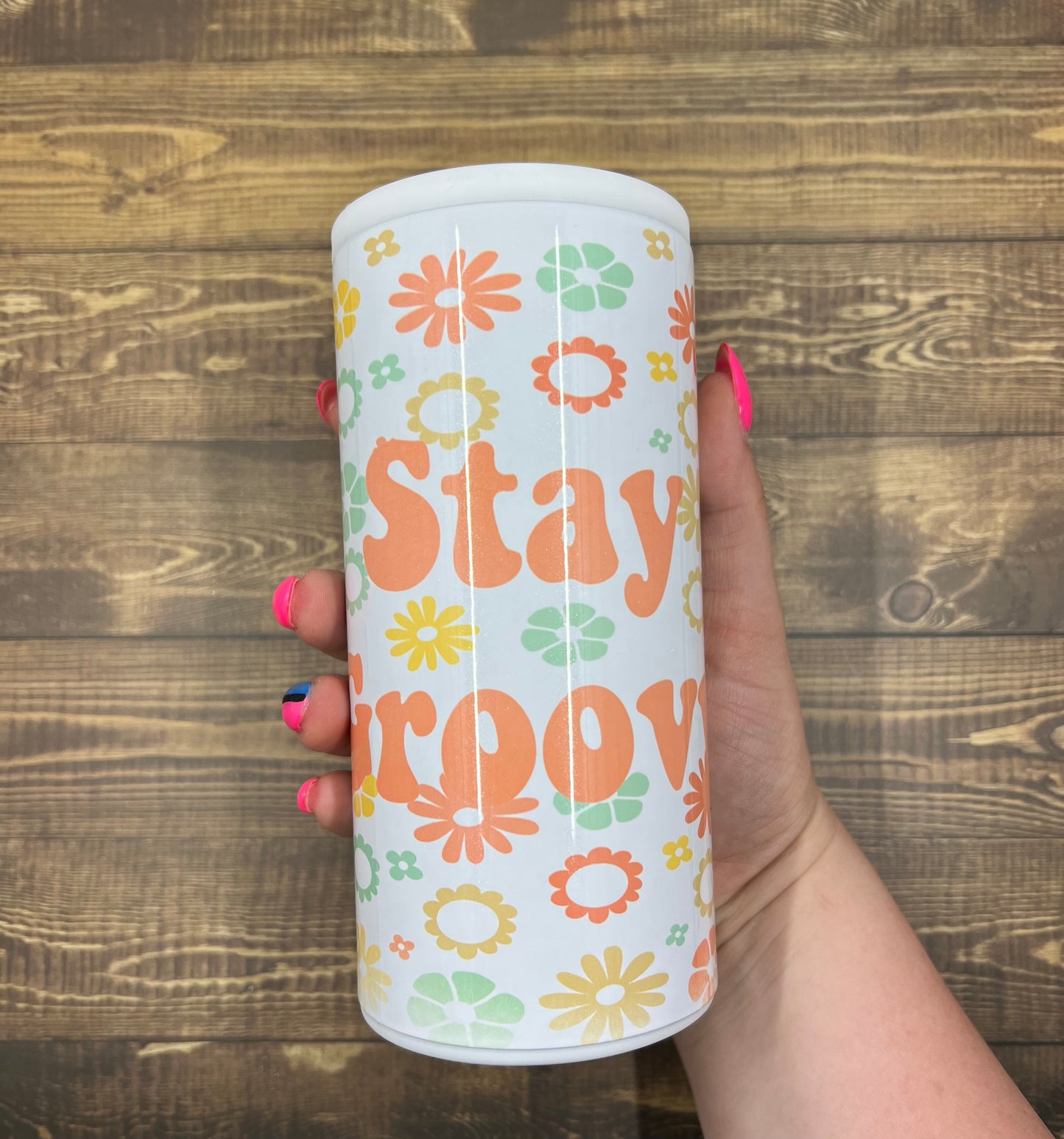 Stay Groovy Slim Can Holder