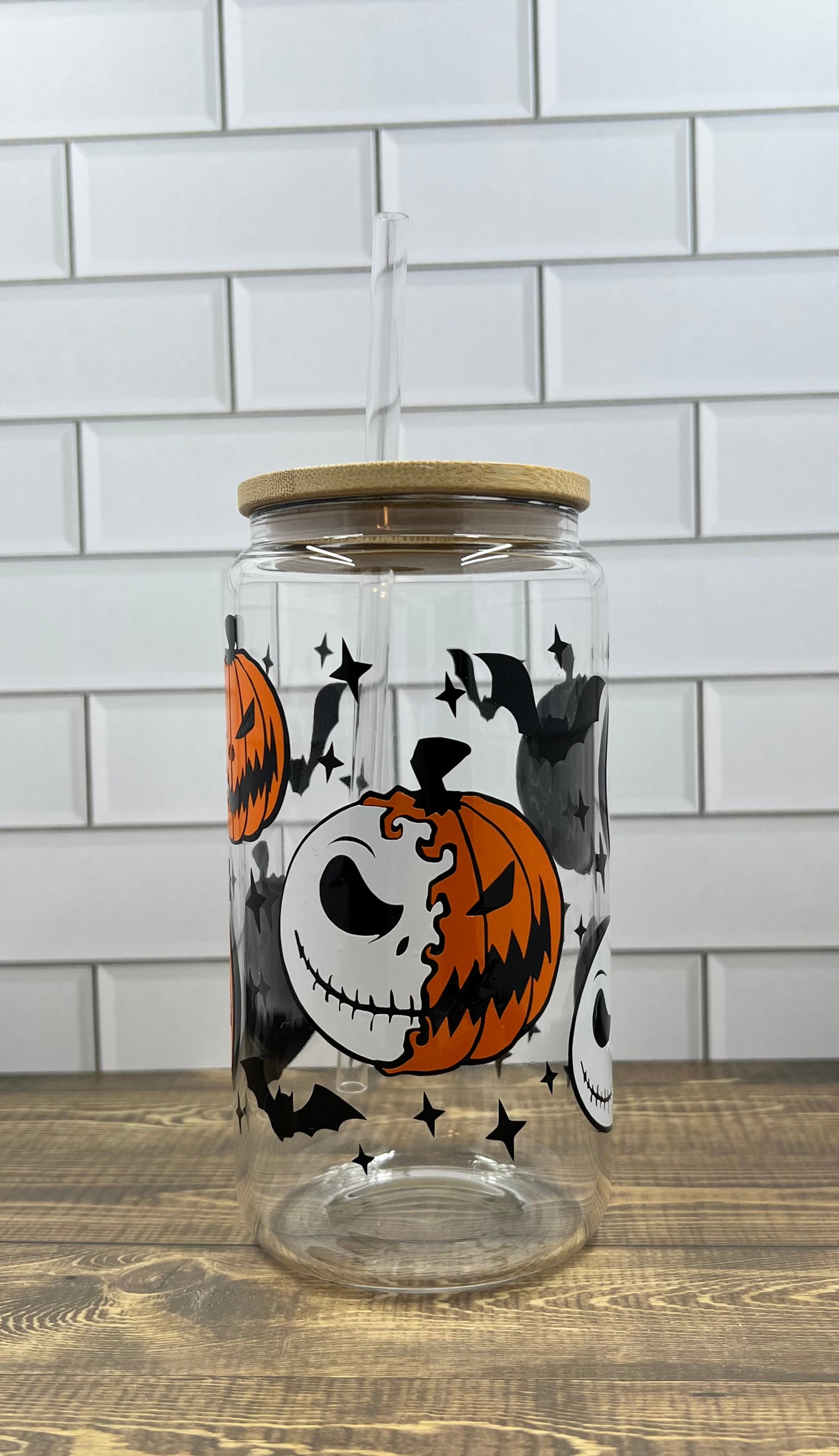 Pumpkin Skull Glass Can Cup