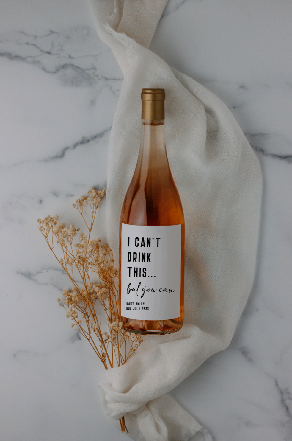 I Can't Drink This But You Can Wine Label