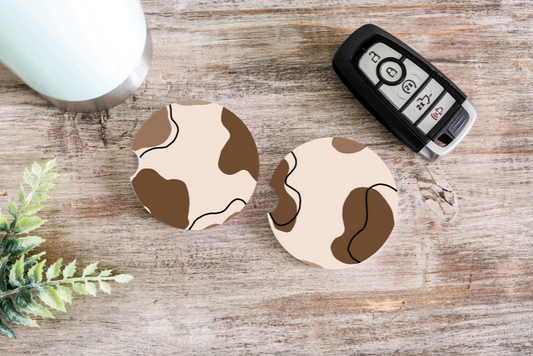 Swirled Cow Print Car Coasters