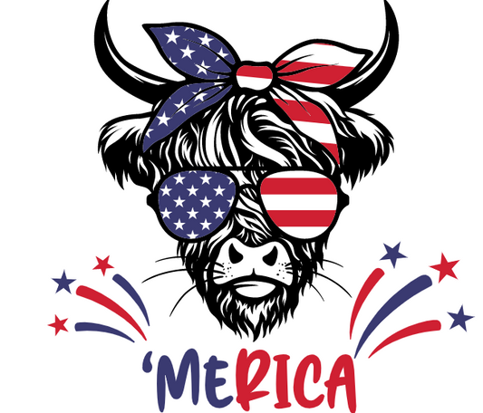 'MERICA Cow Sublimation Transfer