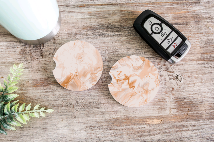 Pink Marble Car Coasters